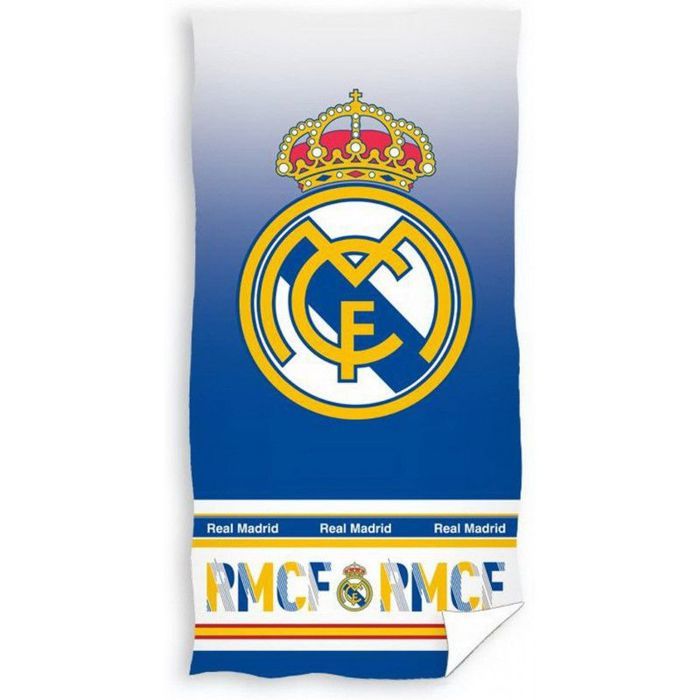 Serviette De Plage Real Madrid - 70x140cm, Microfibre, Logo Blanc - Supporteur Football, Cadeau Fan