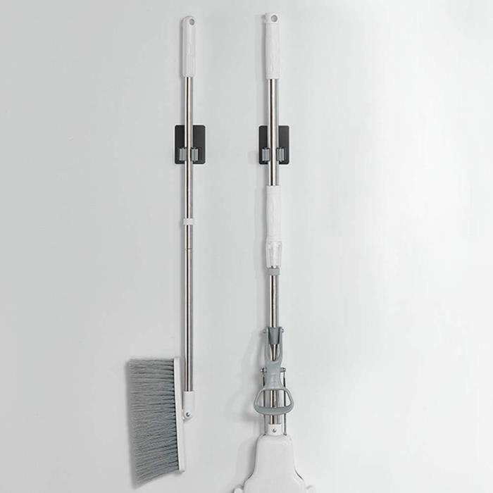 Culinavog Porte-Balai Mural Sans Percer – Support Adhésif 5 Positions, Blanc – Rangement Cuisine, Garage, Salle De Bain