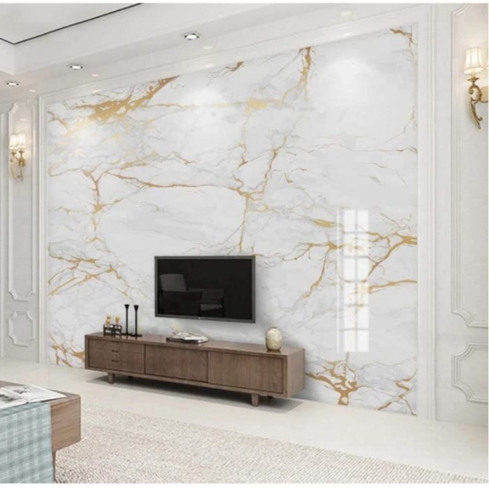Papier peint moderne en marbre blanc avec lignes dorées pour salon, canapé, chambre à coucher, décoration d'intérieur 300x210cm