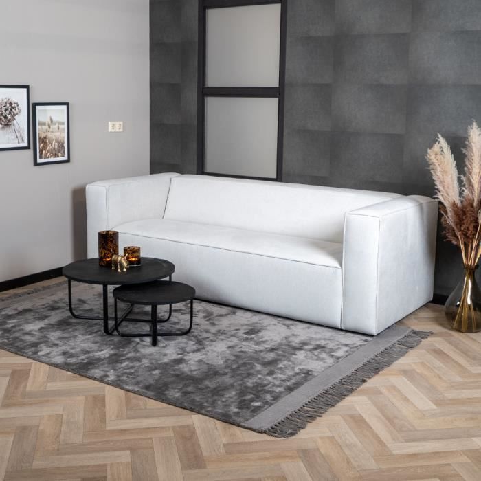 Canapé droit 3 places Blanc Tissu Luxe Design Confort