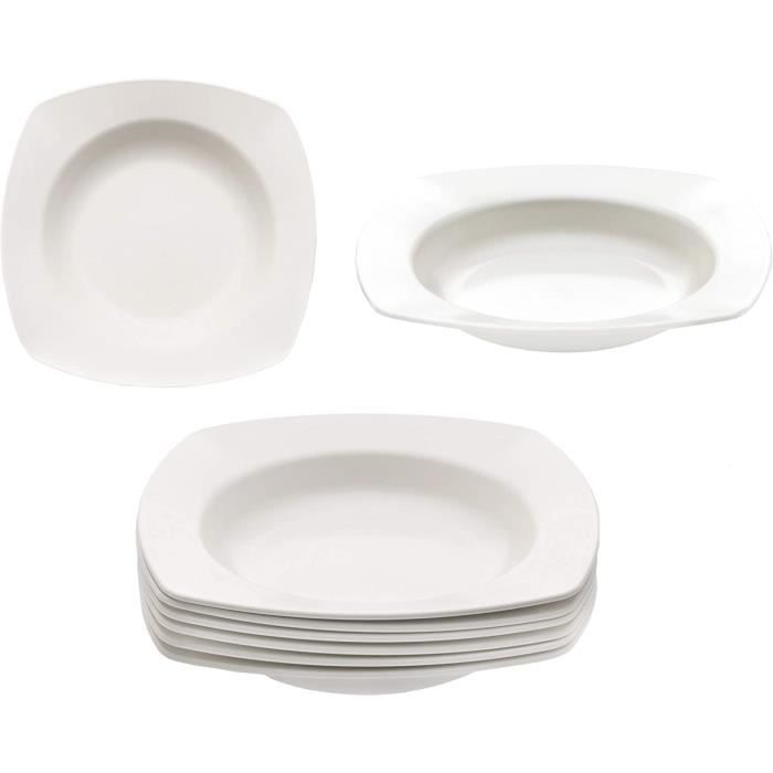 Lot De 6 Assiettes Creuses Réutilisables 23 Cm - Couleurs Variées, Empilables, Lave-vaisselle, Polypropylène