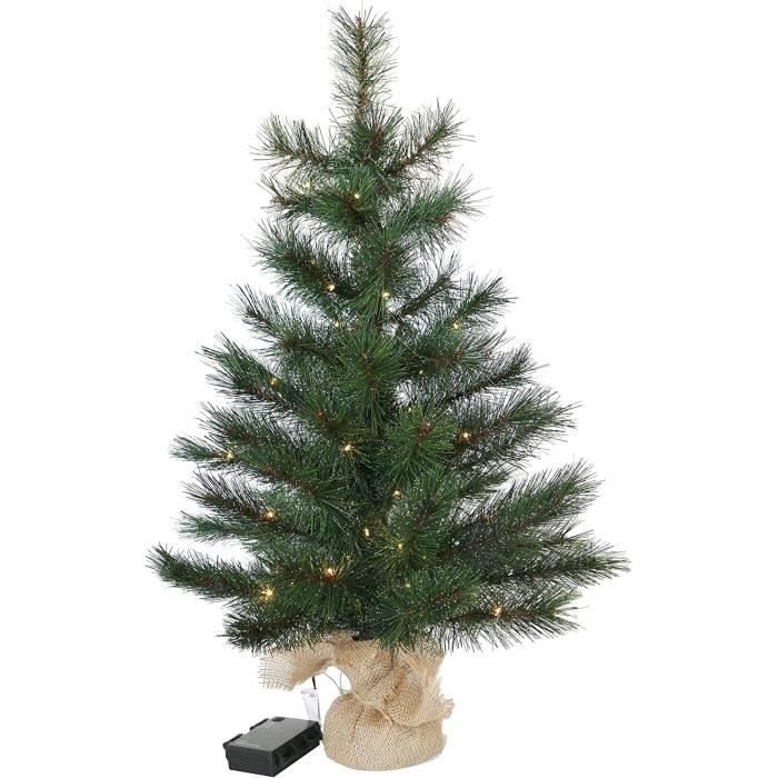 Petit Sapin de Noël Artificiel Lumineux 60 cm 25 LED à Piles[263