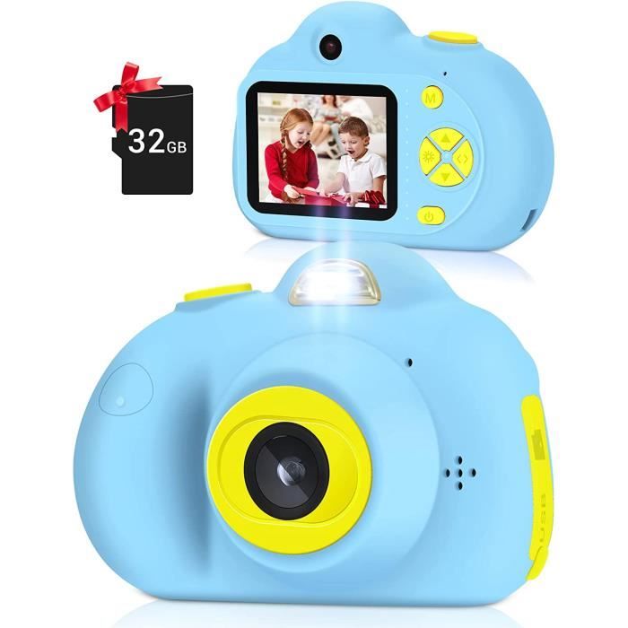 Appareil Photo Enfant 64Go – 9600W HD, Double Caméra, Grand Angle 75° – 3 à 10 Ans (bleu)