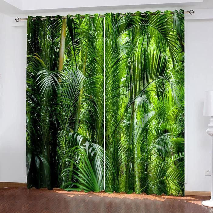 ABAKUHAUS Lot De 2 Rideaux à Fleurs - Feuilles De Citron - Pour Décoration De Salon Et Chambre à Coucher - 75 Cm De Large X 245 Cm De Haut - Vert