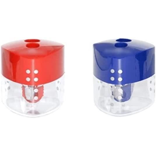 TSUWNO Lot de 4 taille-crayons manuel, taille-crayon à double trou coloré avec récipient