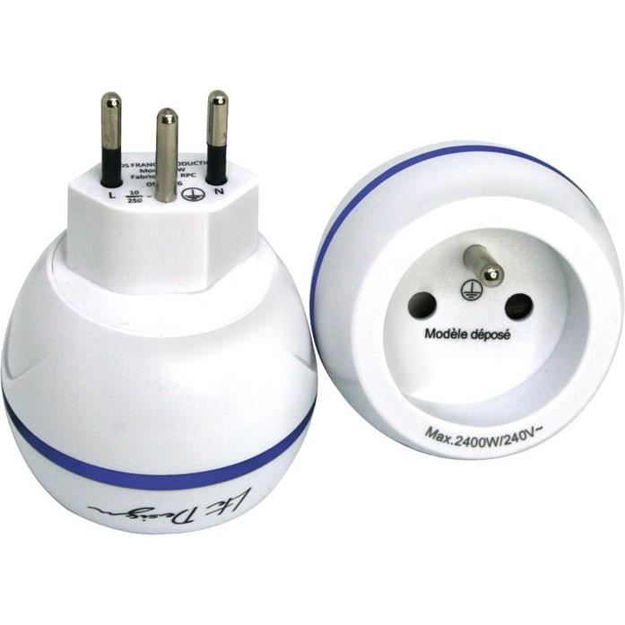 Adaptateur prise anglaise /à 2/ broches vers prise 3/ broches avec fusible 1/ A pour rasoir ou brosse /à dent /électrique par TEC UK