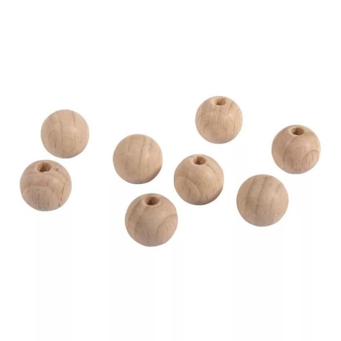 25 Billes En Bois Brut Demi-percées, 12mm - Idéal Pour Créations DIY, Déco Ou Jeux - Marque Rayher