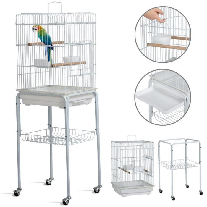 Yaheetech Volière Oiseaux Petite Cage Avec Chariot Sur