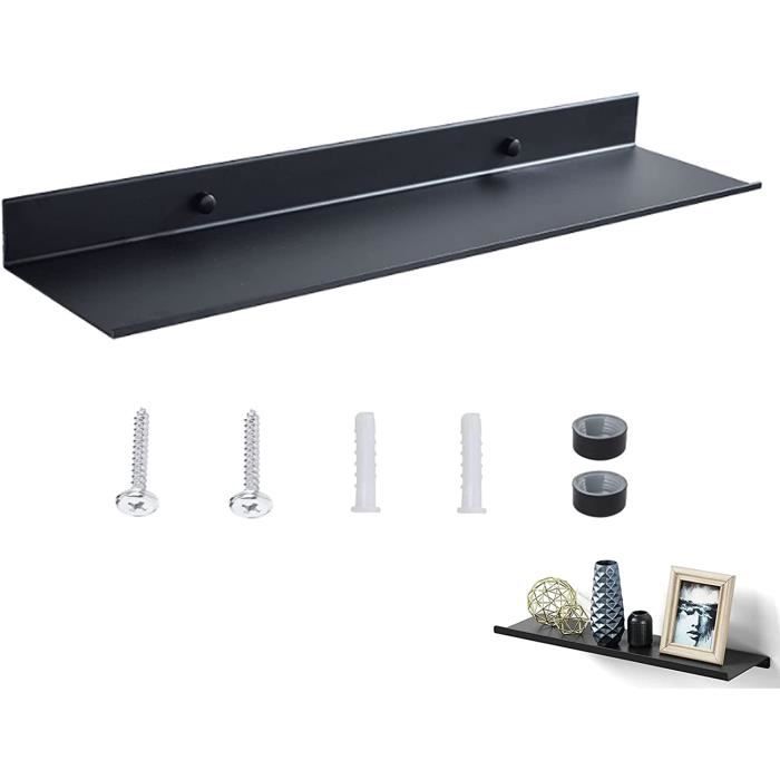 Étagère Murale Flottante Noire 40cm - 2 Pièces - Sans Percer Pour Salon, Salle De Bain, Cuisine