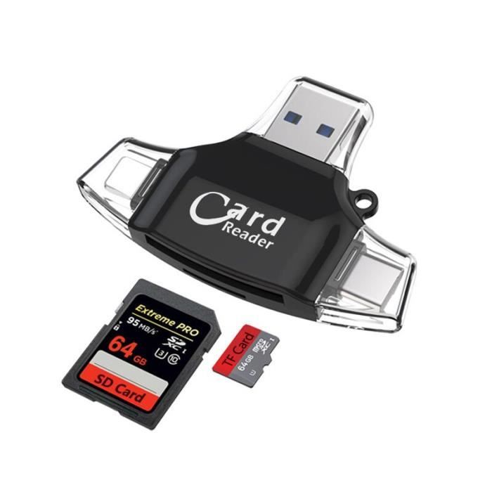 Lecteur de carte SD tout-en-1, adaptateur de carte mémoire micro SD USB C TF SDHC Type C OTG pour iPhone XS MAX XR 6 [C27BB5D]
