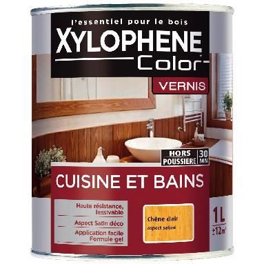 Vernis Pour Bois Aspect Satin Couleur Chene Clair Pour Meuble De Cuisine Et Salle De Bain 1l Lessivable Resistant A Leau