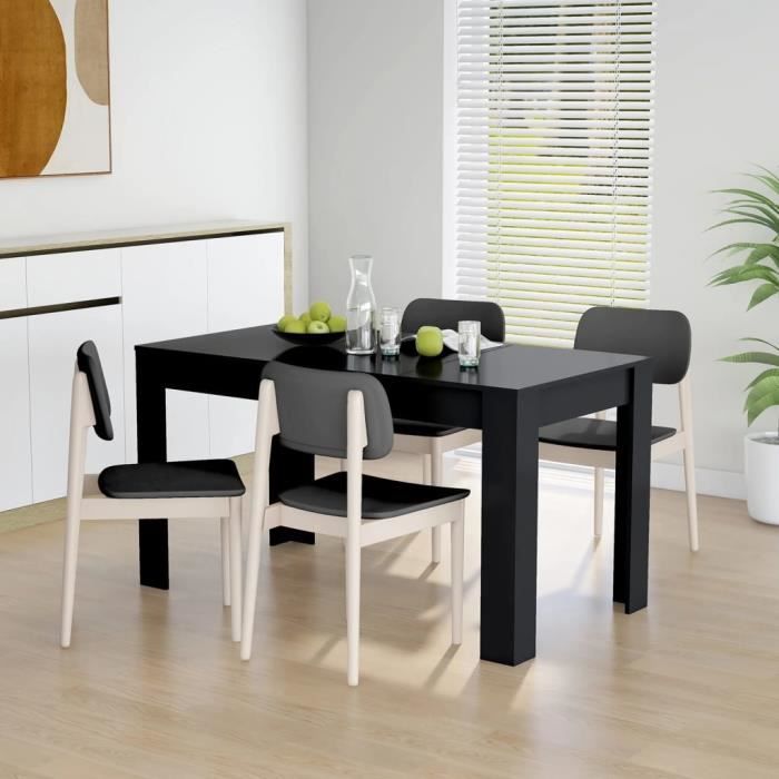 (80071) table de salle à manger noir 140x74,5x76cm aggloméré - table salon,cuisine contemporain poids 26.31