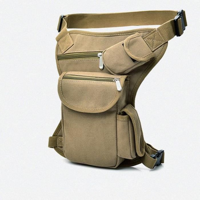 Sac Banane De Voyage Tactique En Toile Noir - Multi-Poches Pour Moto, Vélo Et Randonnée Homme Femme