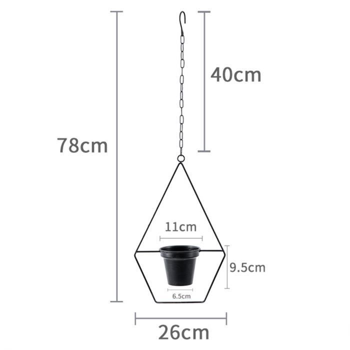 Lot De 4 Chaînes Métal Pour Pots De Fleurs Suspendus - 32 Cm, Charge Max 6 Kg - Avec Crochets En S - Noir Et Blanc