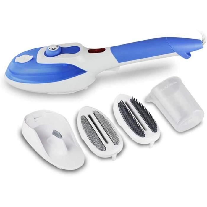 Défroisseur Vapeur Portable Avec Brosse - Mini Fer à Repasser De Voyage, Format Compact Bleu