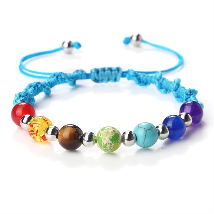Bracelet Homme Chakra Reiki - Pierre Précieuse Et Perles - Style Cuff - Neuf Avec étiquettes - Bien-être Et Mode