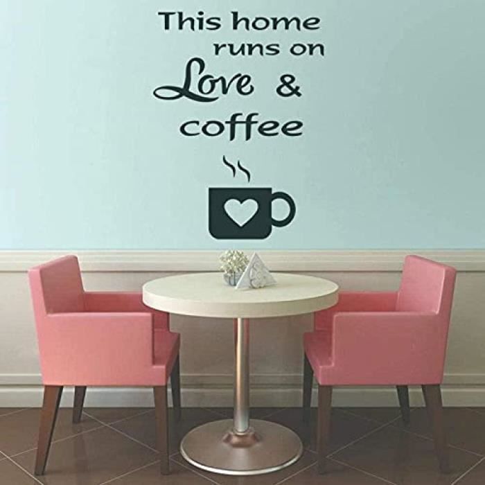 Sticker Mural Café Tasse à Café - Dimensions 40x30 Cm - PVC Amovible Sans Traces - Décoration Cuisine, Salle à Manger - Thème Artistique - 4