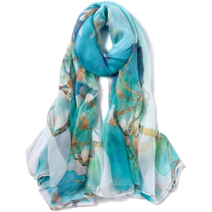 HOLEMZ Foulard en Soie Femme Châles Léger Foulard Longue Élégant