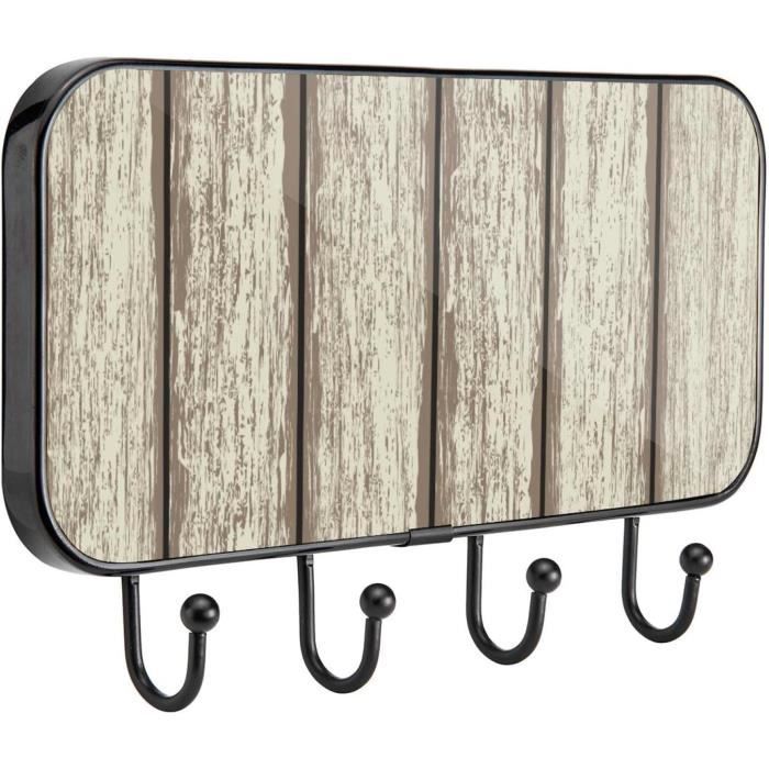 Porte-clés Mural En Bois 2 étages Avec Crochets - Organisateur Rustique Pour Entrée, Bureau Ou Maison