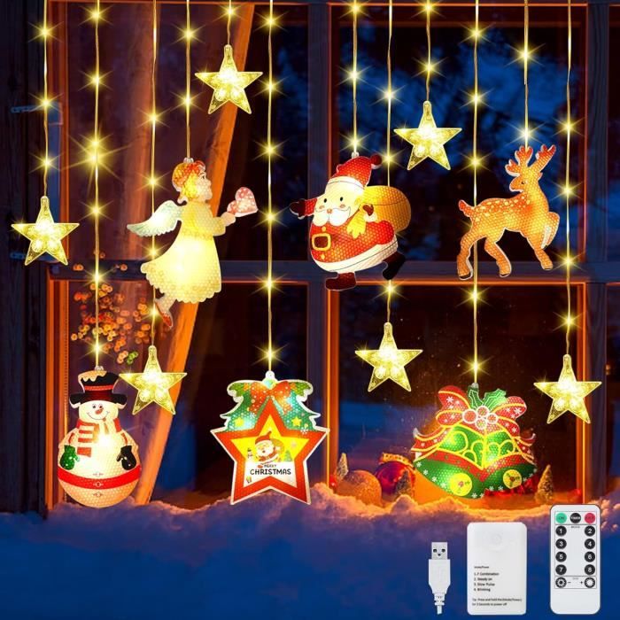 Rideau Lumineux Noël,YANSION Led Intérieur Girlande,Girlande De Rideaux,Rideau Lumineux Noel