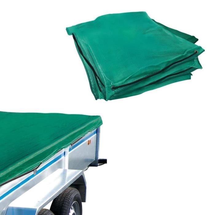 Filet Couvre Remorque ProPlus 2,5x4,5m - Maille Fine Vert - Cordon Élastique 6mm - Transport Matériaux