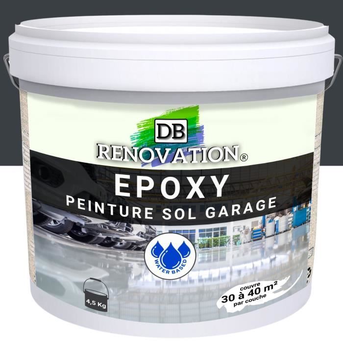 4,5 kg Gris anthracite - RESINE EPOXY Peinture sol Garage béton - PRET A L'EMPLOI - Trafic intense - Etanche et résistante