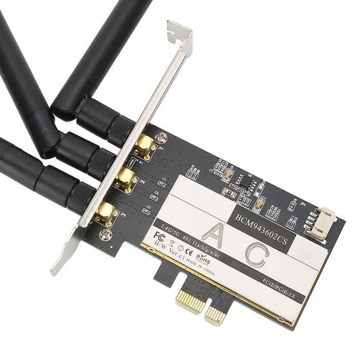 Carte Réseau Wi-Fi avec Bluetooth 4.0 Adaptateur PCI Express Double