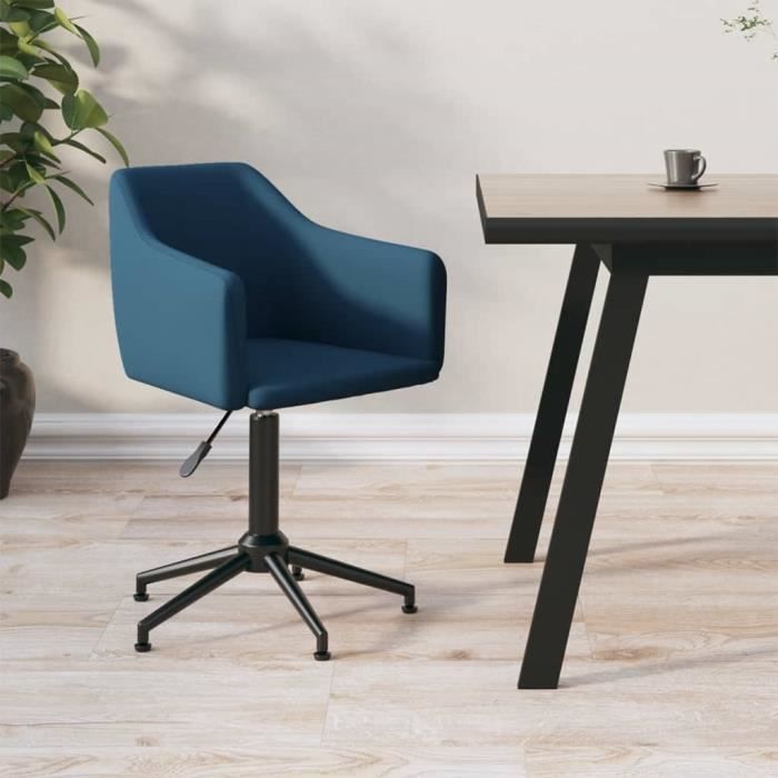 Chaise pivotante de bureau - SALUTUYA - DP0004 - Velours noir - Hauteur réglable - Pivotement 360° - Maison