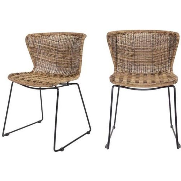 Lot de 2 Chaises de jardin empilable en rotin polyéthylène - Intérieur Extérieur - Naturelle - WOOOD Wings Lot de 2 Chaises de jardin empilable en rotin polyéthylène - Intérieur Extérieur - Naturelle - WOOOD Wings