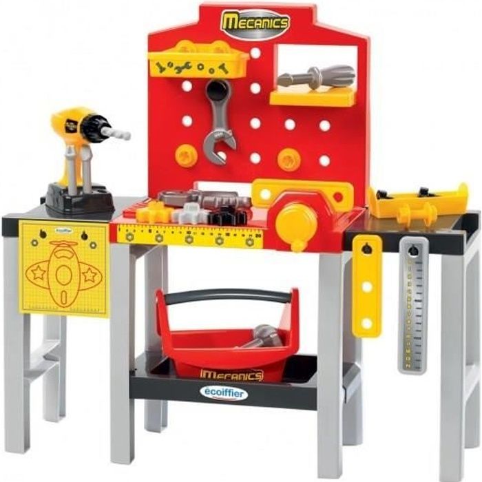 ECOIFFIER Etabli bricolage modulable - 32 pièces - Collection Mecanics - Conseillé dès 18 mois - Ori