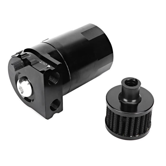 Récupérateur D'huile Universel 300 Ml Pour Moteur - Aluminium Noir Avec Déflecteur Et Tuyaux