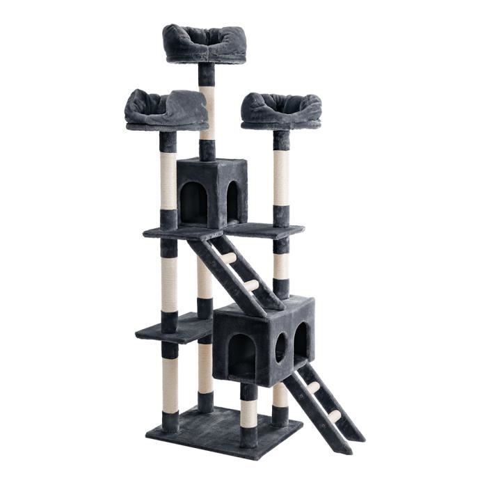 Finether Arbre A Chat 181cm Multi Niveaux Gris Cdiscount Animalerie