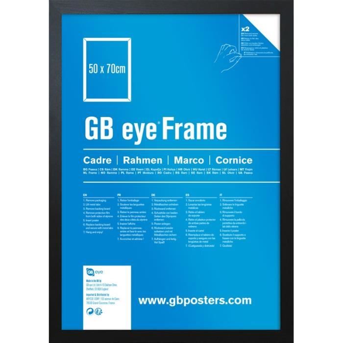 Cadre Collector Album Vinyle GB Eye - Noir 50x70 Cm - Pour Exposer Vos Vinyles
