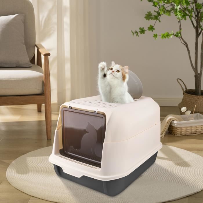 Meilleurs prix pour Bac à litière pour chat entièrement fermé - YIYI - Noir - 36*51*34 cm - Pelle incluse