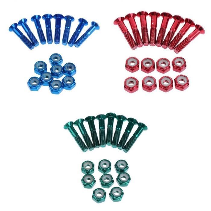 Kit Vis Boulons Skateboard PATIKIL - 8 Vis 1.22" + 8 Écrous - Noir - Pour Longboard/Croiseur