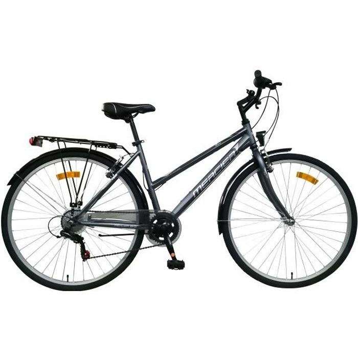 Vélo VTC 28'' MERCIER - 6 vitesses - cadre acier - gris - femme