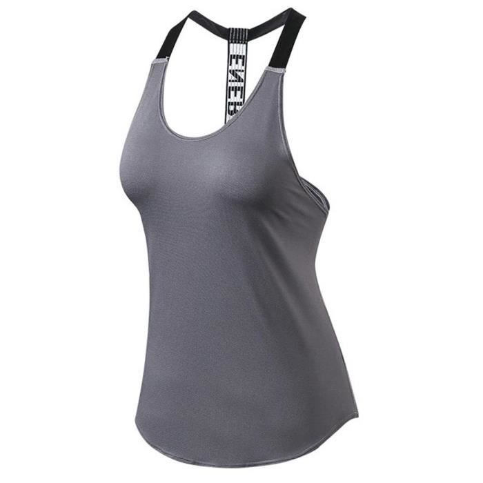 Débardeur de Sport Femme - ZEWOW - Top Yoga Stretch Sans Manches - Fitness Respirant - Gris