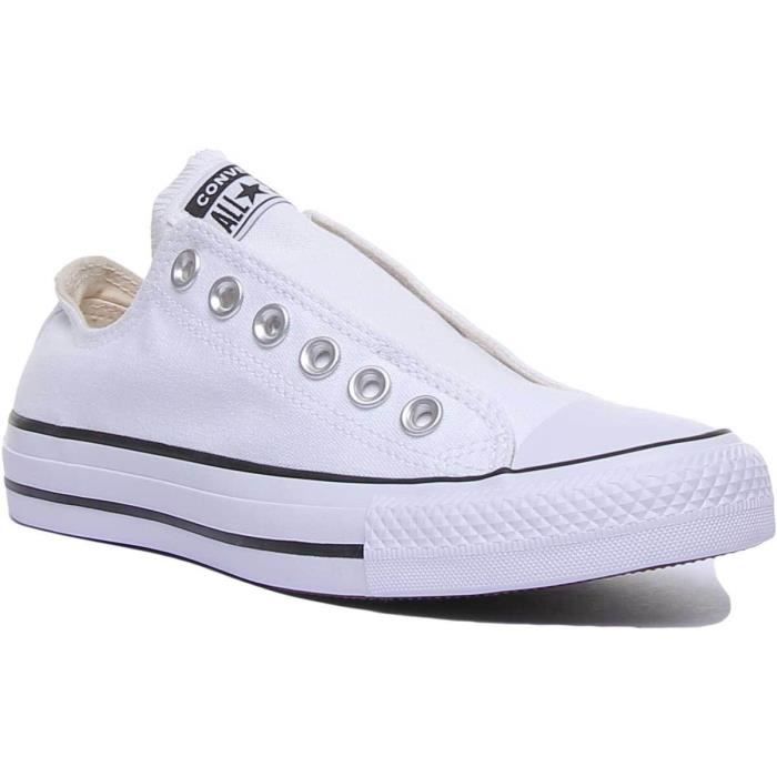 Basket Converse 164301C Converses Blanches Noires Pour Femmes Blanc -  Cdiscount Chaussures