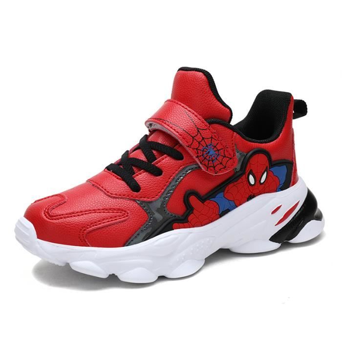 Basket Garcon Tennis Chaussure Enfant Garçon de Course Sport Running Athlétiques Shoes Tennis Gym Enfant Fitness Running Sneakers Boys, Noir Rouge, Taille 27
