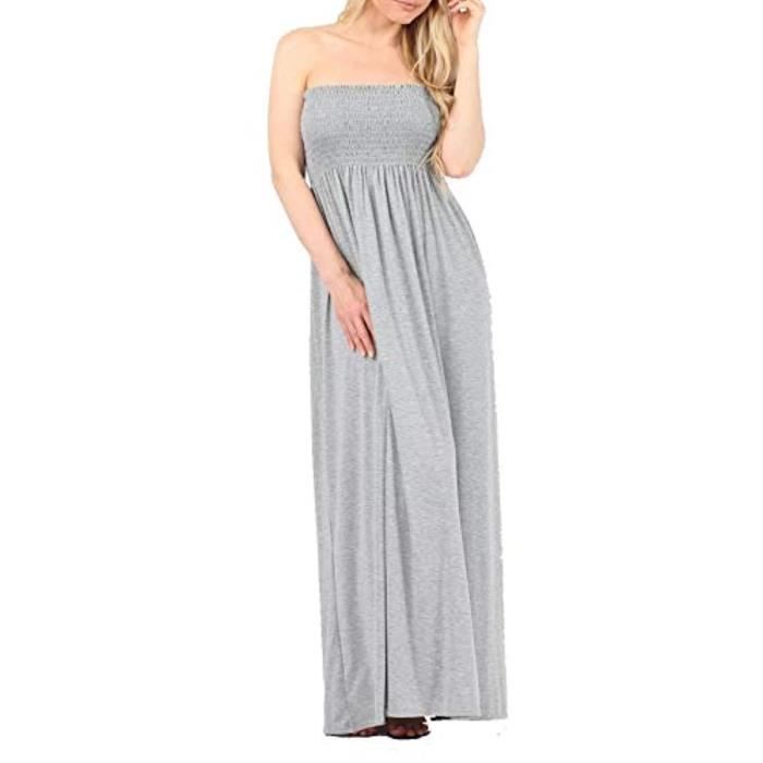 Robe T4BFX New Boho Dress Casual Maxi Dresses Bandeau Boobtude Gathered  Sheering Strapless Long Maxi Dress S-2XL Taille-46 Gris - Cdiscount  Prêt-à-Porter