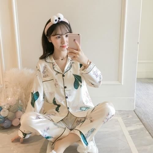 Pyjama femme long,Ensemble pyjama en Satin et soie pour femme ...