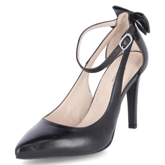 Chaussures Femme Noir en Cuir NERO GIARDINI E211072DE100 - Talon Carré - Lacets