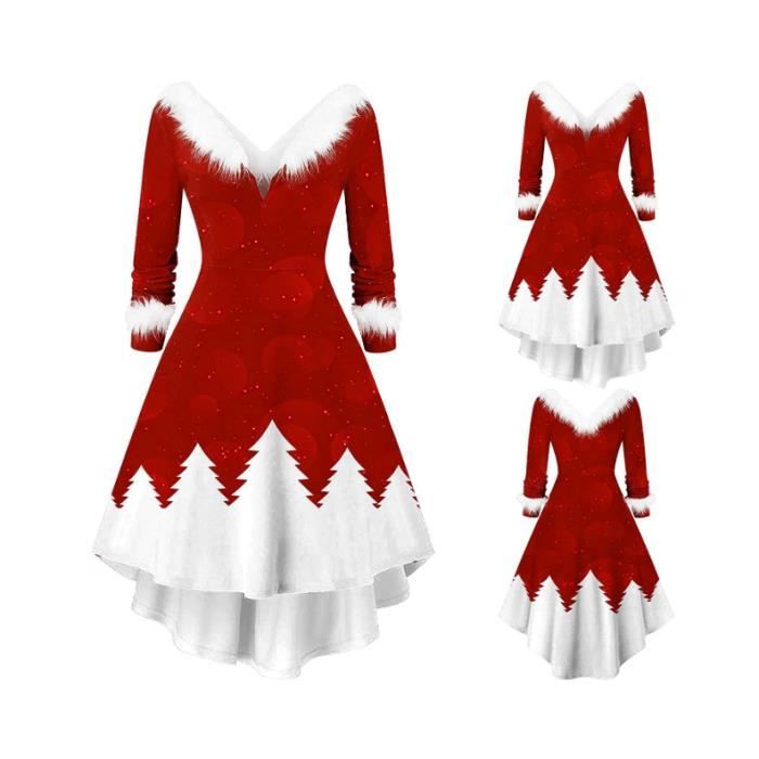 Robe Femme Vintage Annees Pin Up Chic Elegante Rouge Noel