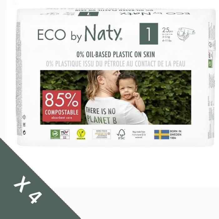 Naty Lot De 4 Paquets De Couches Taille 1 Nouveau Ne 2 5 Kg 100pcs Cdiscount Puericulture Eveil Bebe