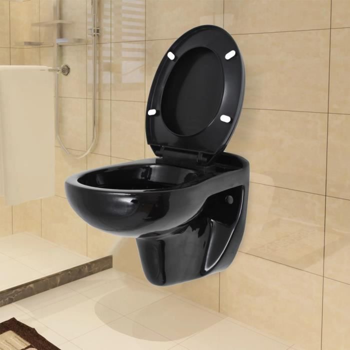 Toilette avec si ge avec fermeture en douceur C ramique Noir