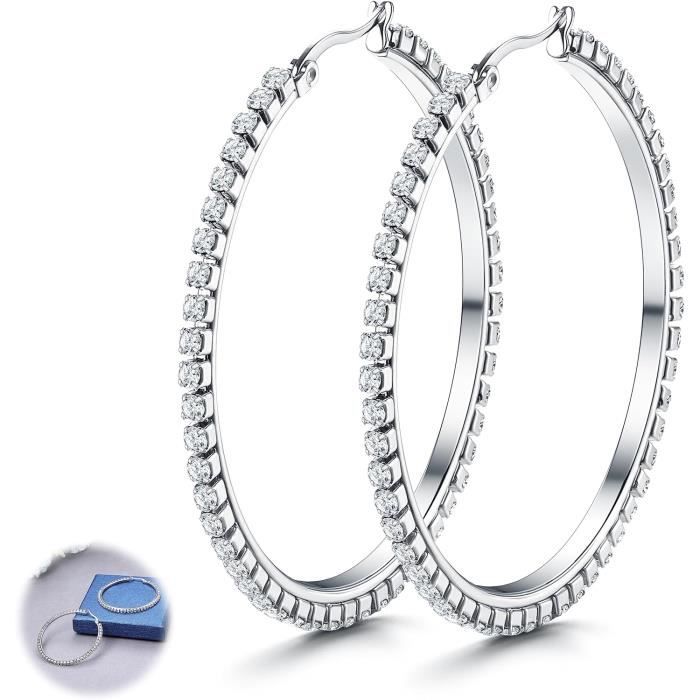 Boucles d'oreilles Créoles - Gris léger