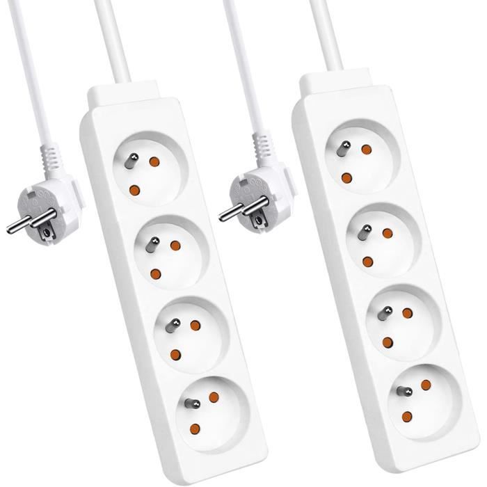 Lot De 10 Blocs 6 Prises 16A 2P T Avec Interrupteur - Blanc - Zenitech