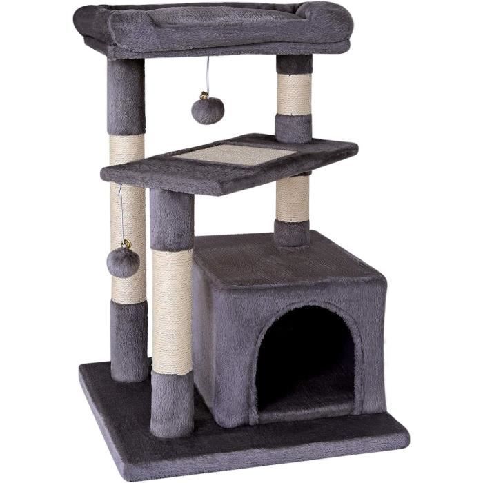 Comparer les prix de lionto Arbre à Chat Arbre à Grimper griffoir pour Chat Hauteur 75 cm, Gris Foncé89