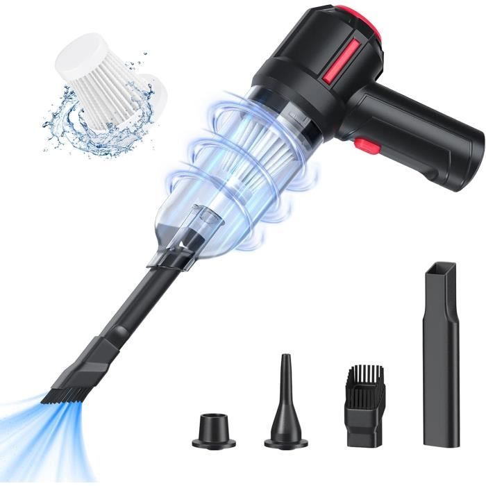 Aspirateur à Main Sans Fil 4 En 1 - 22000 Pa - Moteur Sans Balais - 2 Vitesses - Pour Voiture, Maison Et Poils D'Animaux (Noir, 2025)