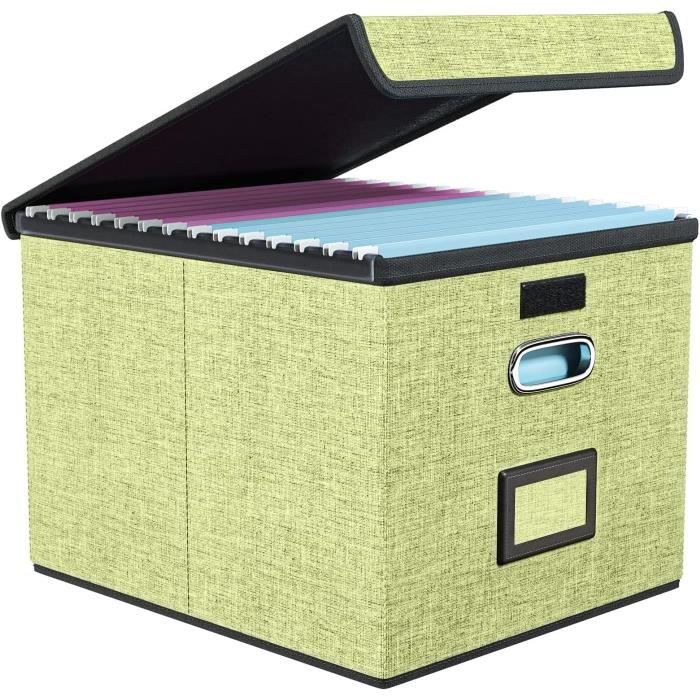 Boîte De Rangement Pliable FINEW - Cuir Amélioré - Format A4 - Pour Dossiers Suspendus - Bureau Ou Maison